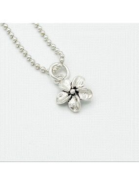 Sterling Silver Ball Chain With Sakura Charm.